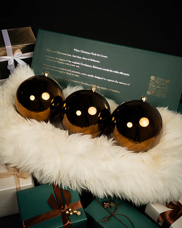 Set of 3x20cm · Bronze Glossy Baubles · LONDON ROYAL